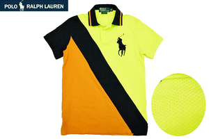 Y-5893★送料無料★美品★Polo by Ralph Lauren ポロ ラルフローレン★正規品 激レア 立体3Dビックポニー刺繍 鹿の子 半袖 ポロシャツ XS