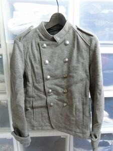 SHELLAC Officer Collar Short Coat ショートコート ジャケット 44 グレー #51808 シェラック