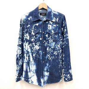 DSQUARED2 ディースクエアード INDIGO ACID WASH WESTRN SHIRT インディゴアシッドウエスタンシャツ サイズ46