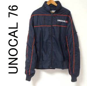 米国製 レア 希少 ヴィンテージ UNOCAL UNION 76 ユノカル ユニオン ナイロン オフィシャルレースジャケット レーシング ブルゾン M 紺