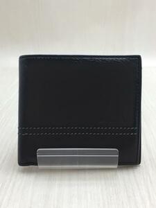 BVLGARI◆2つ折り財布/レザー/BLK/無地/ブラック//