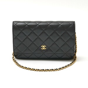 CHANEL シャネル タイムレスクラシック マトラッセ チェーンウォレット AP0250 22番台 長財布 ショルダーバッグ ラムスキン ブラック