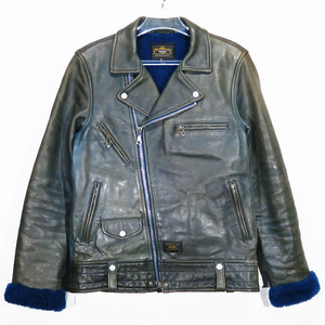 WTAPS ダブルタップス 11AW RIDERS JK/JACKET.LEATHER.COW 112GWDT-JKM07 ライダース ジャケット レザー アウター ブルー Octk