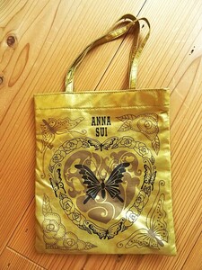 ANNA SUI スモールバッグ 小さい トート ノベルティー レトロ 蝶々 ヒッピー 金色 ゴールド USED 中古 雑貨