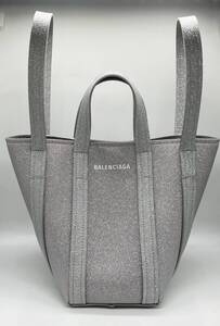 BALENCIAGA バレンシアガ 672793 エブリデイXS 2WAY ハンド ショルダー バッグ シルバー グリッター ラメ