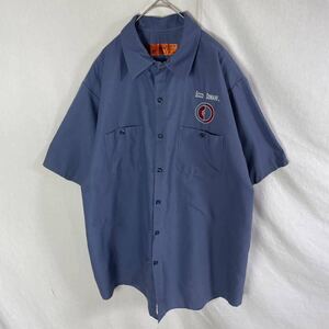 レッドキャップ　半袖ワークシャツ　古着　XLサイズ　ブルー　WORKWEAR