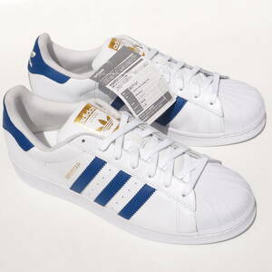 デッド!! US10/ 28cm 新品 15年製 adidas SUPERSTAR スーパースター 白ｘ青 金ベロ 天然皮革