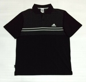 ☆adidas.com サイズSジャパンM半袖シャツ 襟付ポロ2つボタンCLIMALITE365洗濯済スポーツ刺繍ワンポイント ウェア フアッション アディダス