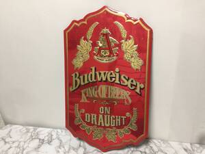 Budweiser　バドワイザー　看板　アメリカンヴィンテージ　38.5cmｘ64cm　当時物　店舗用　表面ブリキ　ビール　　　L