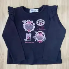 moo non non 黒 長袖Tシャツ リボン フリル size:100