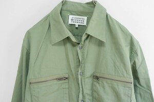 Maison Margiela 10 ◆ ミリタリーシャツ オリーブ サイズ52 長袖 メゾンマルジェラ ◆BT18