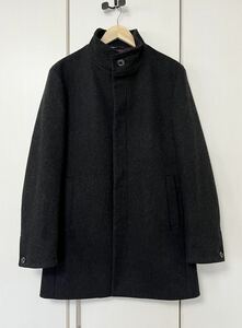 美品☆[MONSIEUR NICOLE] 18AW 定価56,160 B by Milior生地 STAND COLLOR COAT ウールスタンドカラーコート 50 ブラック ムッシュニコル