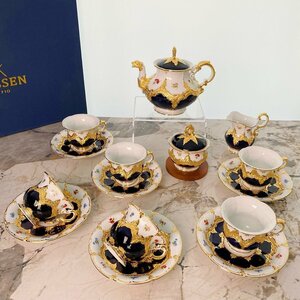 MEISSEN マイセン ハンドメイド　ティーポット&カップ＆ソーサー&ミルクポット&シュガーポット 15点セット インテリア ギャラリー