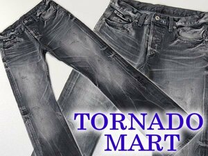 ▼新品▼送料無料▼トルネードマートデニムパンツ▼TORNADOMART▼さりげないダメージ加工▼グレー▼ブーツカット▼M・L