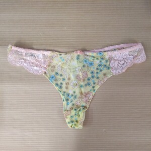 アウトレット Lサイズ 新品 セクシー インポート Ｔバック 女性下着 intimates イエロー 花柄 スケスケ レディース 品番：GN-393