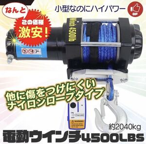 車載用ウインチ 電動ウインチ ロープタイプ リモコン付き DC12V 24V