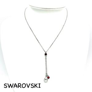 SWAROVSKI｜スワロフスキー ネックレス【アクティ】ドロップ ラインストーン クリア/レッド シルバーカラー カラーストーン ac1111