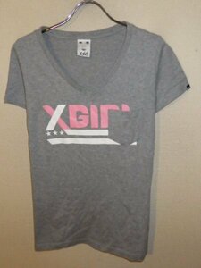 z6040X-girl★エックスガール★プリントVネックTシャツ★サイズ2★人気★激安★送料格安