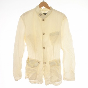 アルマーニ ジーンズ ARMANI JEANS カジュアルシャツ スタンドカラー シルク混 48 L 白 ホワイト /KQ メンズ