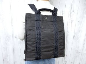 極美品 HERMES エルメス エールライン アドMM リュックサック ハンドバッグ トートバッグ キャンバス グレー 79930Y