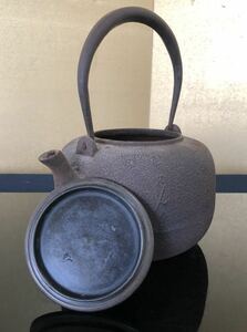《R》煎茶 地紋 鉄瓶 在銘 在銘 時代　（240524E1）