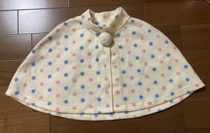 ★新品★ MAMAIKUKO 肩掛け ポンチョ フリース ホワイト 可愛いドット柄　★