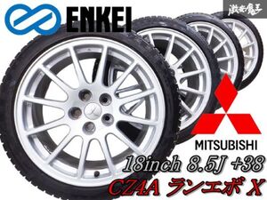 ◆希少◆【スタッドレス付き】三菱純正 ENKEI エンケイ CZ4A ランエボ 10 X 18インチ 8.5J +38 5穴 PCD114.3 ホイール 235/40R18 タイヤ