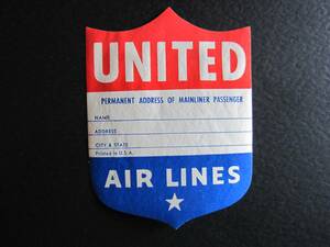 ユナイテッド航空■MAINLINER PASSENGER■ラゲッジラベル■1940～1950