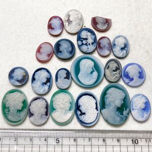 1円〜!!小粒大量!!◆ストーンカメオおまとめ31.4g◆j 約157ct 裸石 宝石 stone cameo 貴婦人 ブローチ 彫刻 アンティーク 作家物 w5マ119