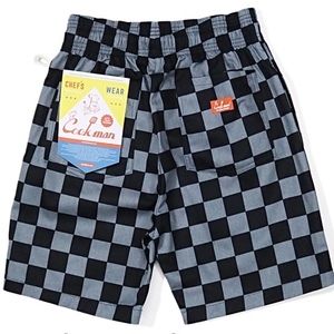 Lサイズ COOKMAN 短パン チェック チャコールグレー 市松模様 クックマン シェフショートパンツ Chef Pants Short Checker Charcoal