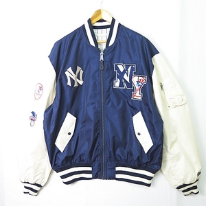 美品 アルファ ALPHA NEW ERA MLB NY YANKEES ヤンキース L-2B フライトジャケット リバーシブル XL ネイビー/クリーム 2sa6285 メンズ