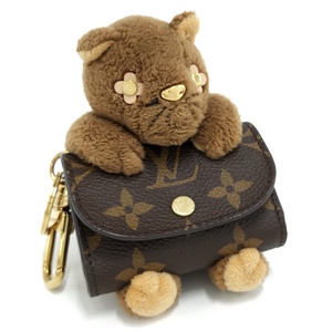 【中古】LOUIS VUITTON バッグチャーム LV キュート モノグラム キャット フラワー M01561