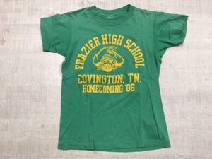 FRAZIER HIGH SCHOOL ビンテージ オールド 90s 古着 アメカジ シングルステッチ カレッジ 半袖Tシャツ カットソー メンズ 緑