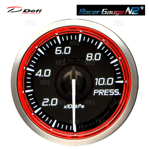 Defi デフィ レーサーゲージN2+ (φ52/レッド) 圧力計 (油圧計/燃圧計) 0～1000kPa (DF19202