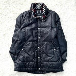 1円《 希少・美品 》廃盤！L！！BURBERRY BLACK LABEL バーバリーブラックレーベル 2way ジャケット フード チェック メンズ ブラック 黒