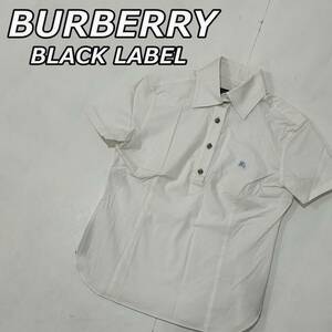 【BURBERRY BLACK LABEL】バーバリー ブラックレーベル レディース ハーフボタン ワイシャツ ポロシャツ プルオーバー 白 ホワイト