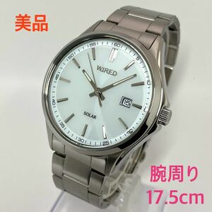 美品☆ソーラー☆送料込☆セイコー SEIKO ワイアード WIRED カレンダー機能 メンズ腕時計 ホワイト/シルバー AS32-KHE0 AGAD405