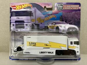 即決有★HW hotwheels トランスポート LBWK LB-SILHOUETTE GT NISSAN 35GT-RR VER.2 FLIPSIDER HAULER リバティー ウォーク★ミニカー