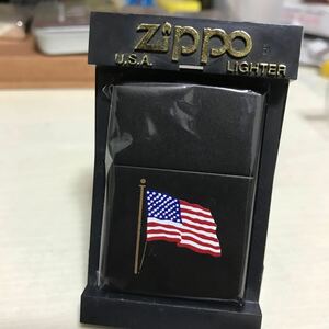 ZIPPO ジッポ 1996年製 ブラックマット アメリカ国旗 未使用