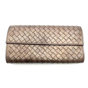 Bottega Veneta Intrecciato Leather Long Wallet Champagne gold イントレチャート レザー 長財布 シャンパンゴールド ロングウォレット