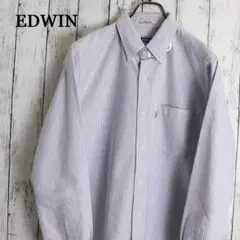 EDWIN エドウィン ヒッコリーストライプ 長袖ボタンダウン ワークシャツ