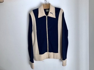 プーマジャージ 襟刺繍モデル beige & navy 西ドイツ製 ヴィンテージ PUMA made in west germany vintage OPTIジップ 70s 目、口付きタグ