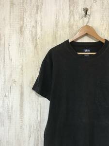 817☆【USA製 アメリカ古着】STUSSY ステューシー ポケットTシャツ ポケT 黒 M