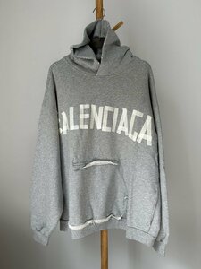 極美品 【圧巻のデザイン】 BALENCIAGA パーカー スウェット トレーナー トップス フードロゴ メンズ グレー サイズ S 744441TRVK21300