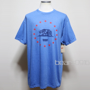 新品アメリカ購入品 LEVIS リーバイス bear&16 stars クルーネックTシャツ 青XL