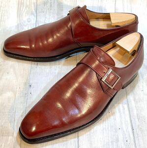 CROCKET&JONES クロケット＆ジョーンズ◆25.5cm UK7 E◆モンクストラップ 革靴 ビジネスシューズ ドレスシューズ イギリス製 バーガンディ