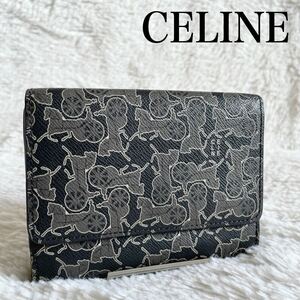 CELINE Wホック財布 サルキー ロゴグラム 馬車柄 コンパクトウォレット セリーヌ