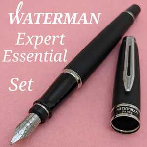 [未使用新品]　WATERMAN　ウォーターマン　万年筆　エキスパート マットブラックCT　M　中字　コンバーター　ボトルインク　付き　1K1702