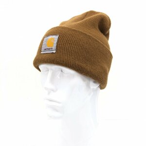 Carhartt カーハート ロゴワッペン ニットキャップ F キャメル ダブルワッチ ニット帽 帽子 ユニセックス アメカジ