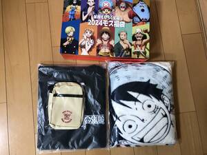 ワンピース ONEPIECE モスバーガー 福袋 2024 毛布 ブランケット ミニショルダーバッグ Tシャツ 3点セット＋箱